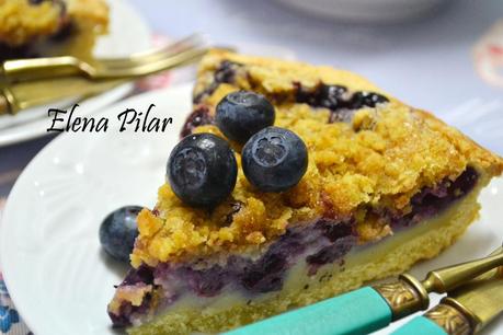 Pie cremoso de arándanos