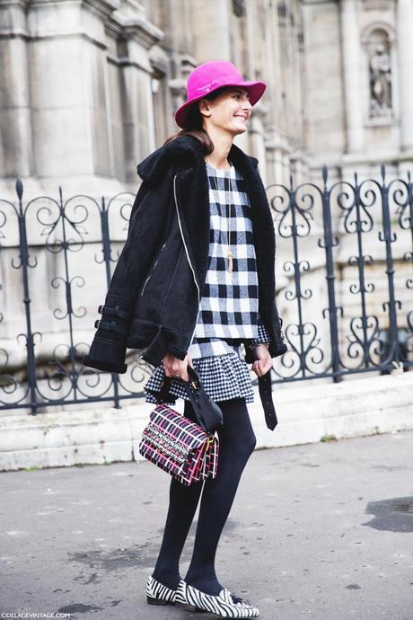 Paris_Fashion_Week_Fall_14-Street_Style-PFW-Giovanna_Battaglia-Hat-Mixing_Checks-Balmain-1
