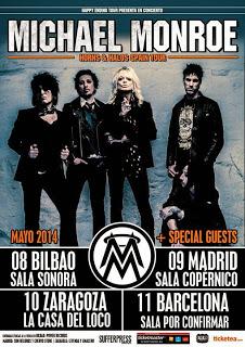 Michael Monroe en mayo en Bilbao, Madrid, Zaragoza y Barcelona