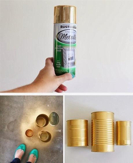 DIY....MACETAS DORADAS CON LATAS