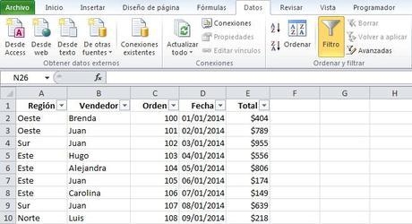filtros en excel 02 Filtros Automáticos en Excel
