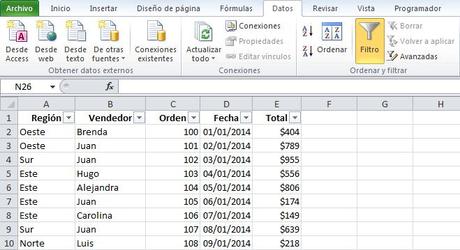 filtros en excel 02 Filtros Automáticos en Excel