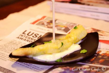 Navajas en tempura de azafrán