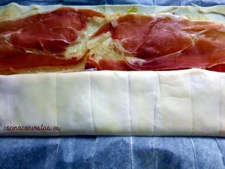 Ravioles o Strudel con Cabello de Ángel y Jamón