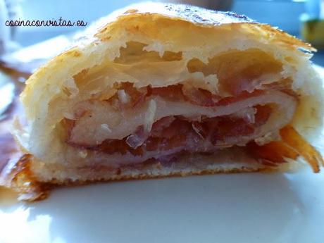 Ravioles o Strudel con Cabello de Ángel y Jamón