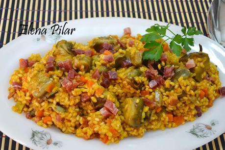 Arroz integral con alcachofas y jamón Arroz integral con alcachofas y jamón