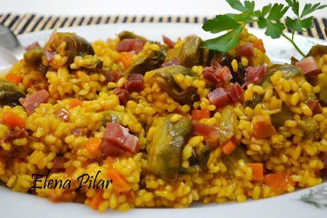 Arroz integral con alcachofas y jamón Arroz integral con alcachofas y jamón