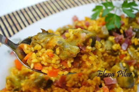 Arroz integral con alcachofas y jamón Arroz integral con alcachofas y jamón