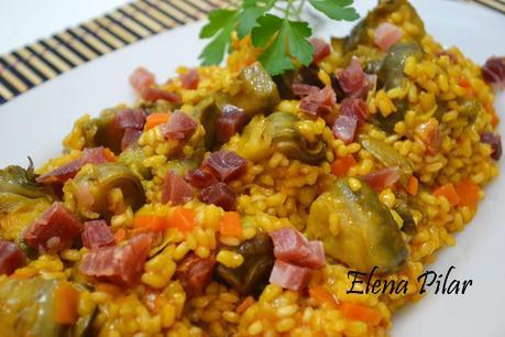 Arroz integral con alcachofas y jamón Arroz integral con alcachofas y jamón
