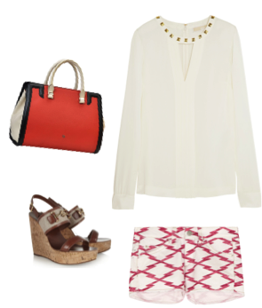 VipandSmart Look shorts con blusa blanca