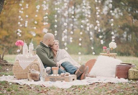 Reportaje en el campo. Un picnic invernal muy romantico