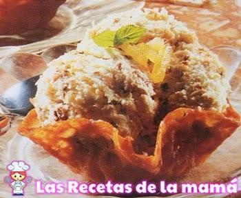 Cestitos de pasta acaramelada