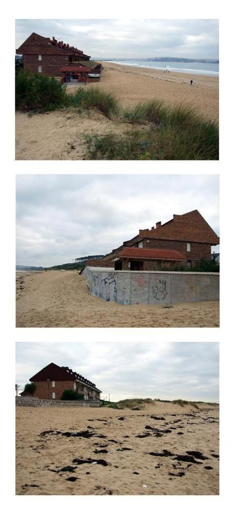 Unos chalés en la playa de Somo y el temporal (Cantabria) Casas Somo