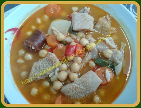 Callos de ternera con garbanzos