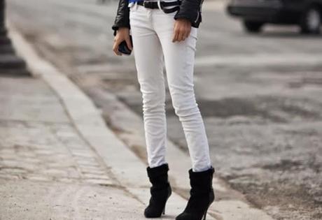 TRENDS; WHITE JEANS.-