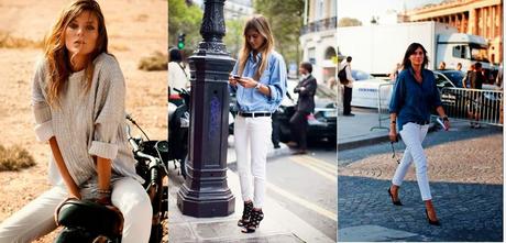 TRENDS; WHITE JEANS.-