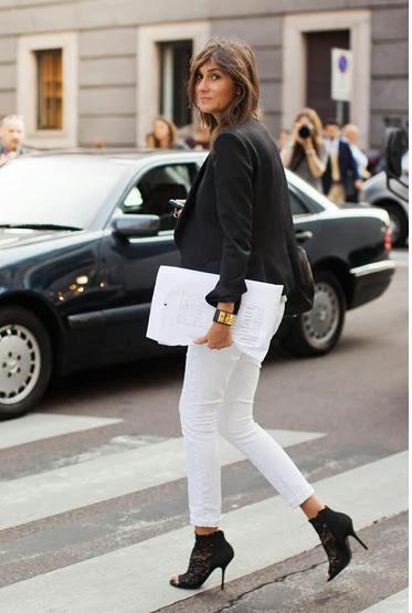 TRENDS; WHITE JEANS.-