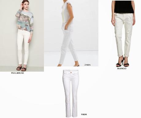 TRENDS; WHITE JEANS.-