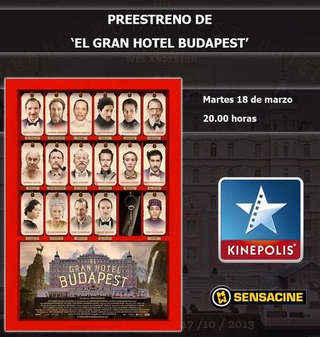 Te invitamos al preestreno de El gran Hotel Budapest