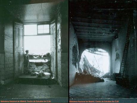 El Alcázar y edificios exteriores durante el Asedio.