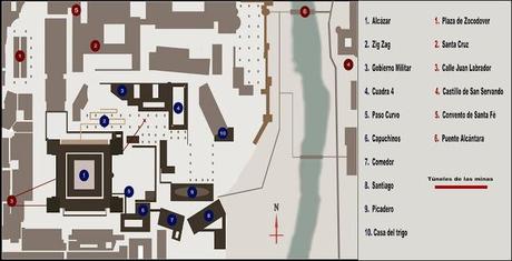 El Alcázar y edificios exteriores durante el Asedio.