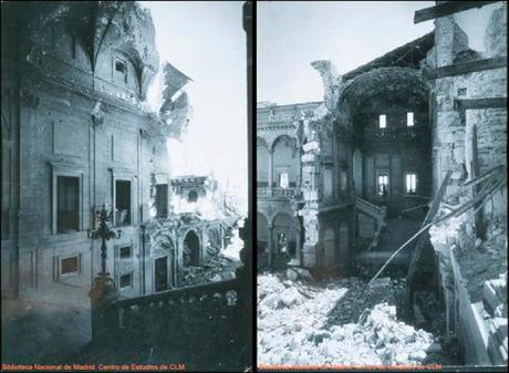 El Alcázar y edificios exteriores durante el Asedio.