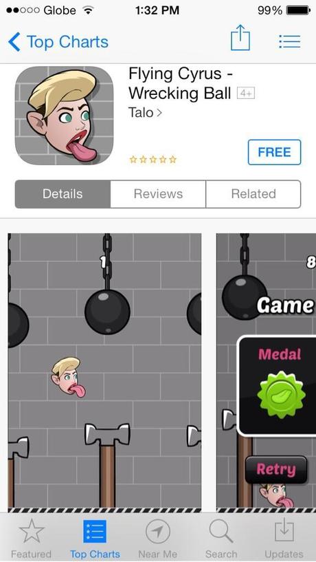 Flying Cyrus: la app que los abogados de Miley Cyrus buscan sacar del AppStore