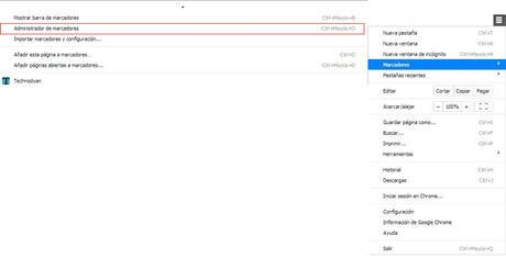 Administrar marcadores Google Chrome