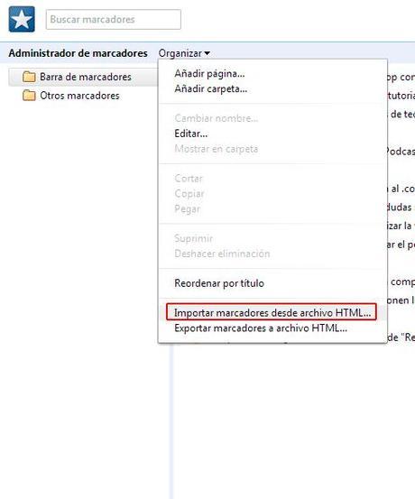 Importar marcadores Google Chrome Importar marcadores Google Chrome