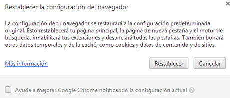 Como restablecer Google Chrome a su configuración inicial