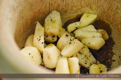 Tapa de patatas al ajillo con vinagre balsámico al Pedro Ximénez