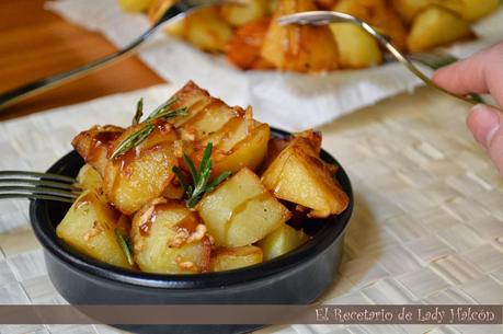 Tapa de patatas al ajillo con vinagre balsámico al Pedro Ximénez