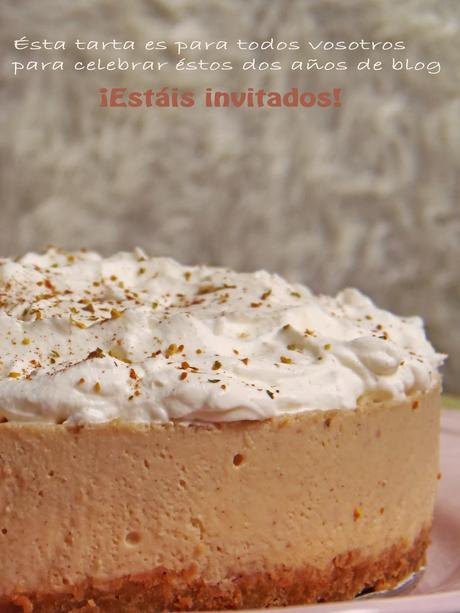TARTA DE QUESO Y TOFFEE... para el segundo año del blog