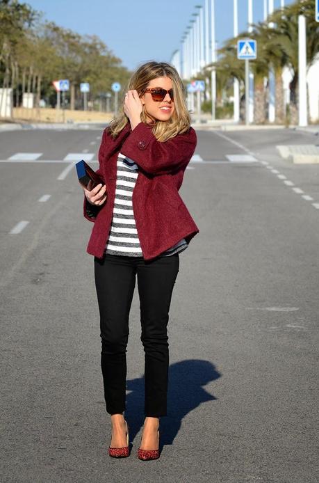 Burgundy, black and white!