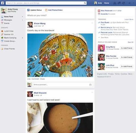 nueva interfaz facebook