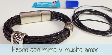 DIY Pulsera de cuero negro trenzado para el Día del Padre