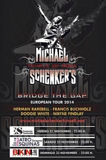 Michael Schenker en noviembre en Santander, Zaragoza y Barcelona