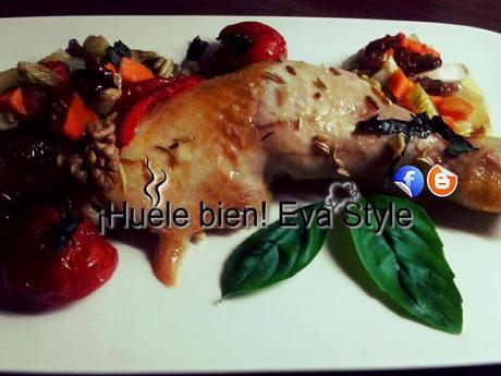 Contramuslos asados con hortalizas