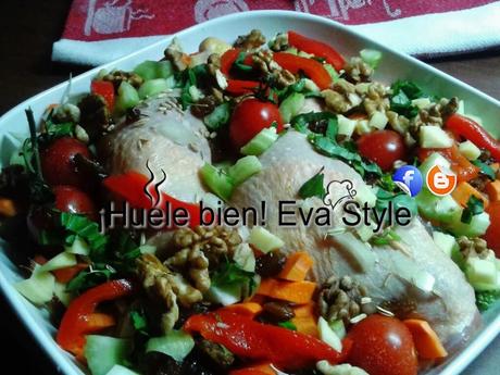 Contramuslos asados con hortalizas