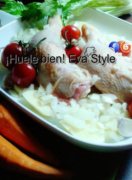 Contramuslos asados con hortalizas