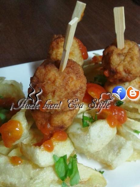 Brochetas de albóndigas de conejo