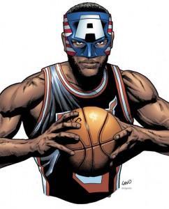 Diseño de máscara para LeBron James por Greg Land LeBron James con máscara el Capi