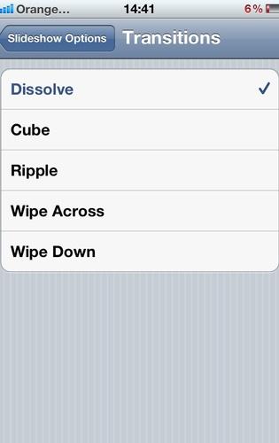 Presentación de diapositivas en iPhone - Transición