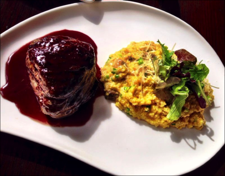 Lomo de alpaca en salsa con risotto 