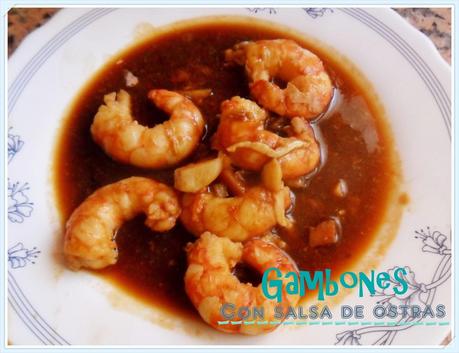 Gambones con salsa de ostras