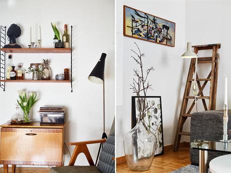 Un vestibulo a rayas. Muebles de madera y personalidad. Un vestibulo a rayas. Muebles de madera y personalidad.