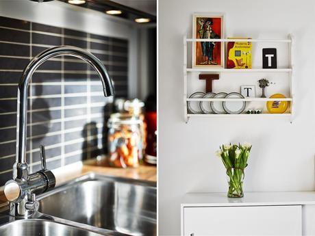 Un vestibulo a rayas. Muebles de madera y personalidad. Un vestibulo a rayas. Muebles de madera y personalidad.