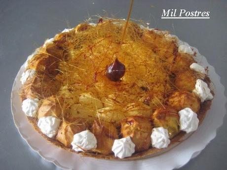 Tarta Saint Honoré con crema de naranja