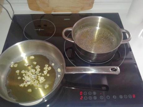 Spaguettis con gambas al ajillo