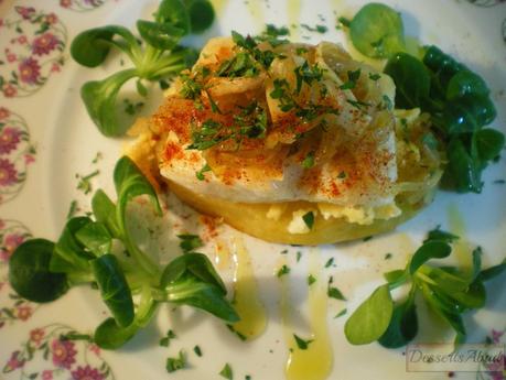 Milhojas de bacalao, revuelto y patatas